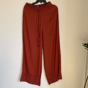 Naoo Women's Rust Pants with Lace Hem size S